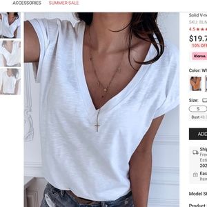 Brand New solid V-Neck Short Sleeve T-shirt